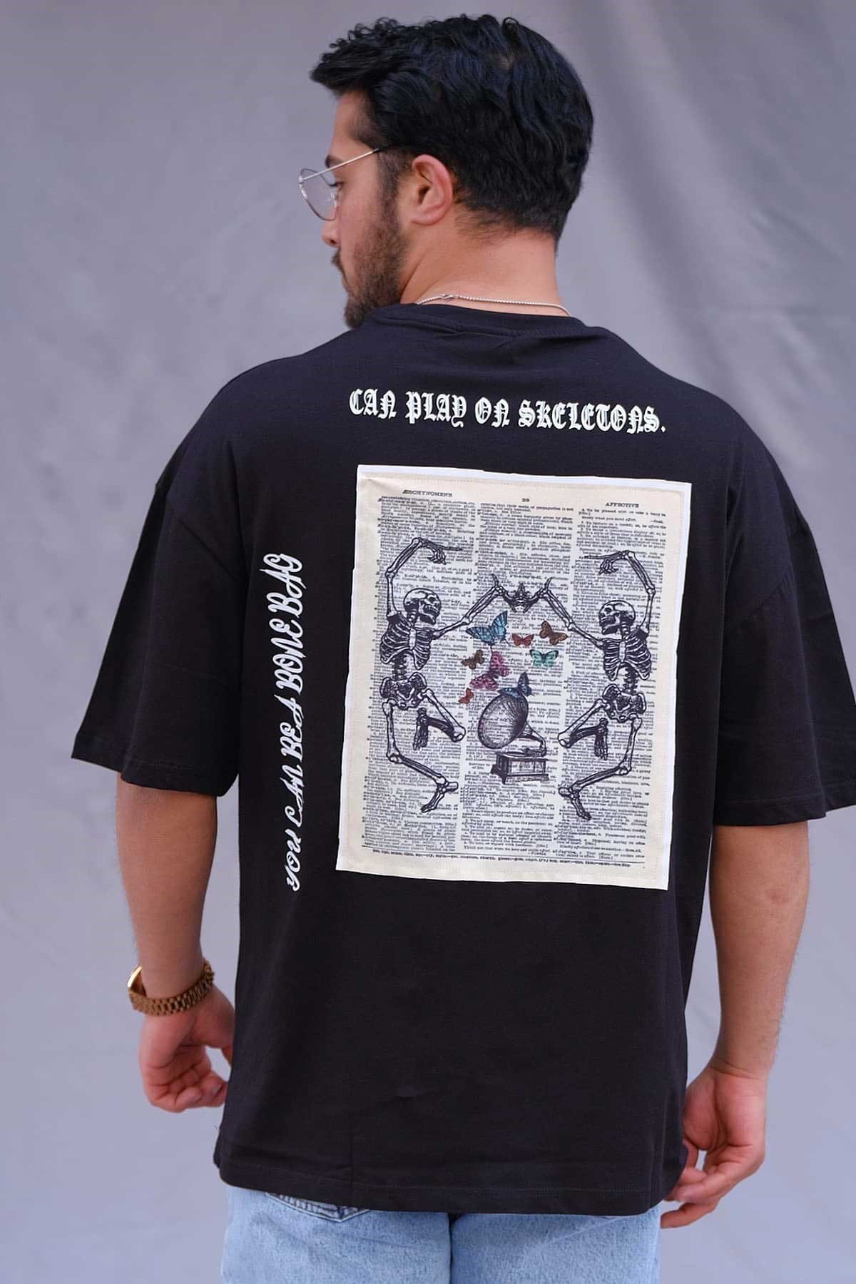 Oversize Siyah T-Shirt Skeleton 