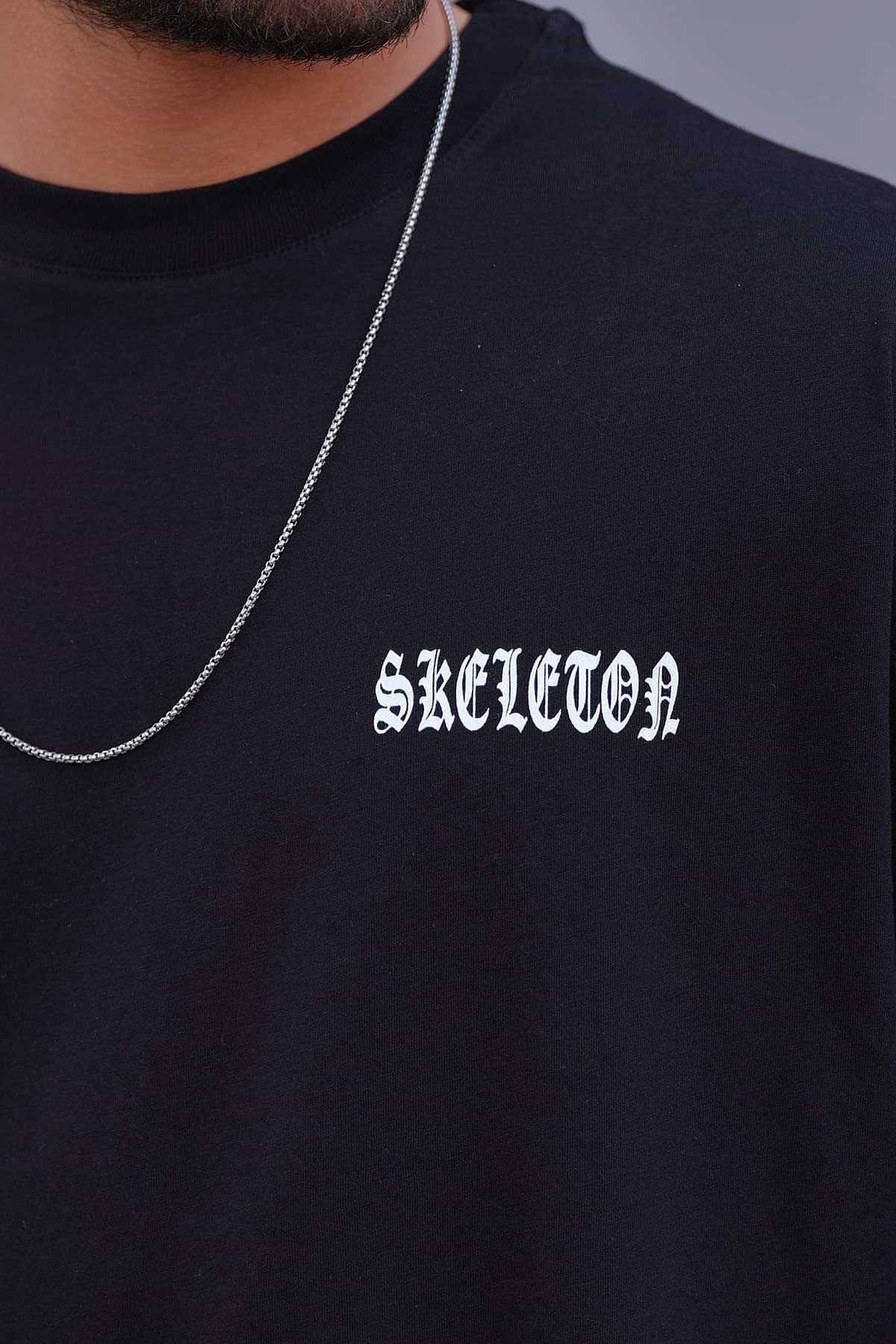 Oversize Siyah T-Shirt Skeleton 
