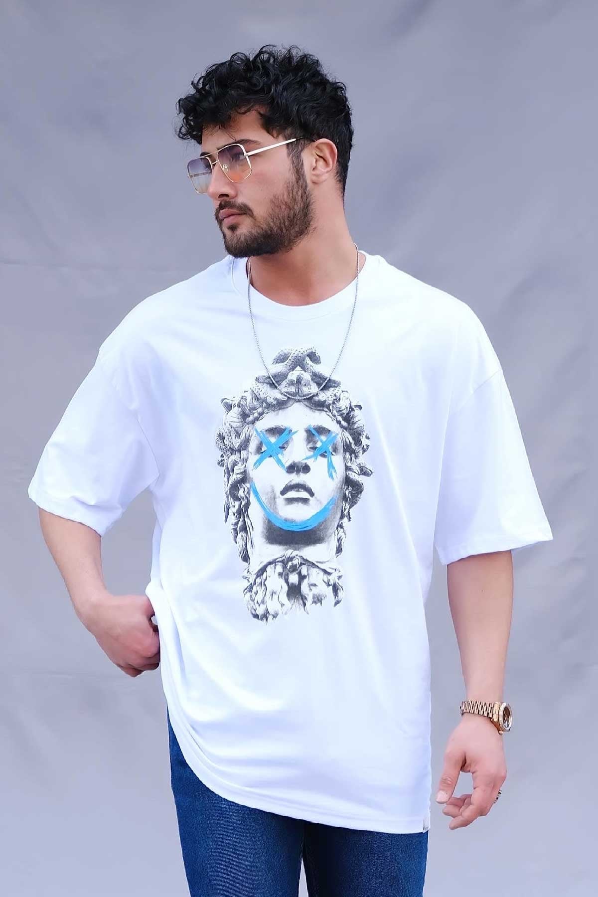 Oversize T-Shirt Beyaz Heykel