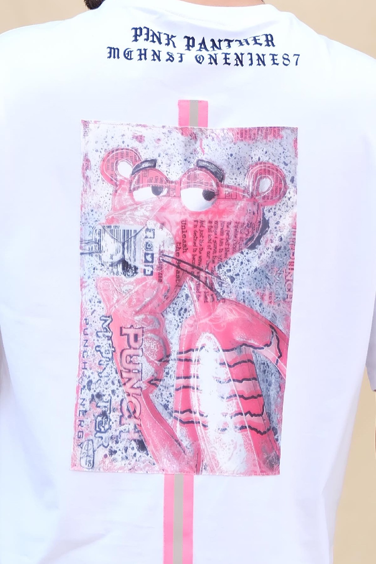 Oversize T-shirt Beyaz Pink Panther