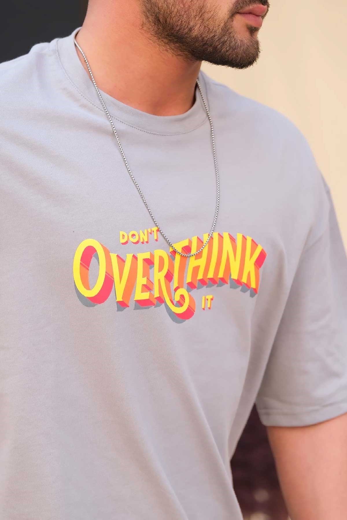 Oversize T-shirt Gri Don't Overthink