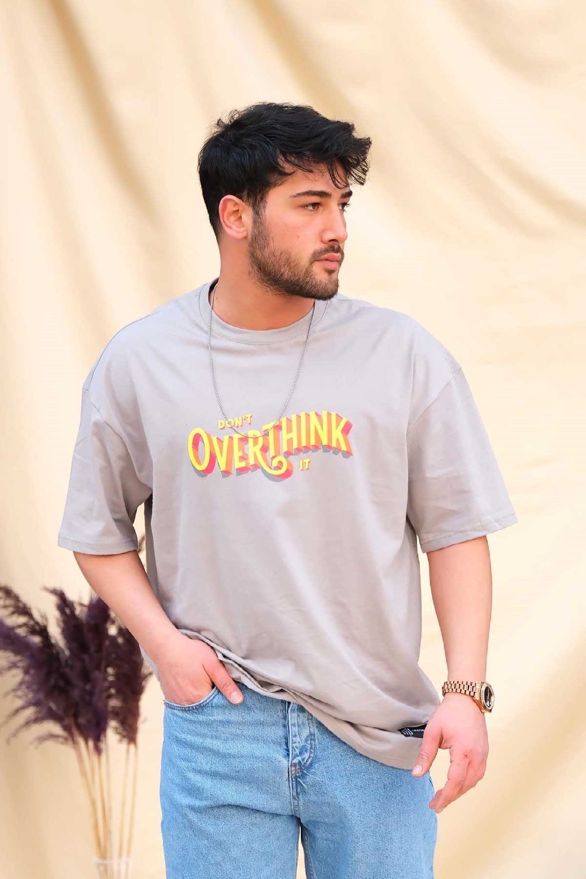 Oversize T-shirt Gri Don't Overthink