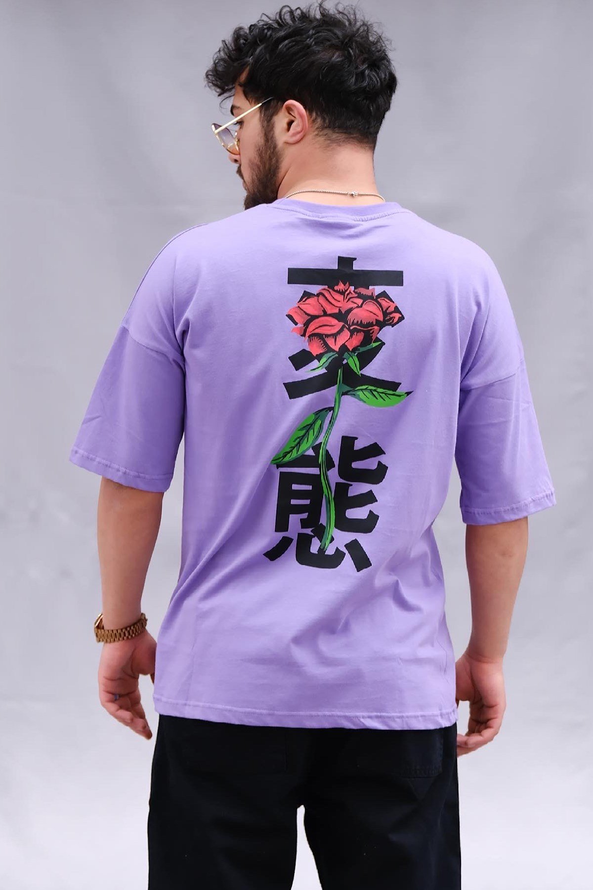 Oversize T-Shirt Mor Gül