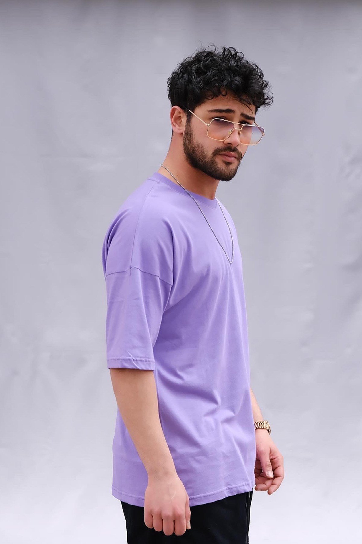 Oversize T-Shirt Mor Gül