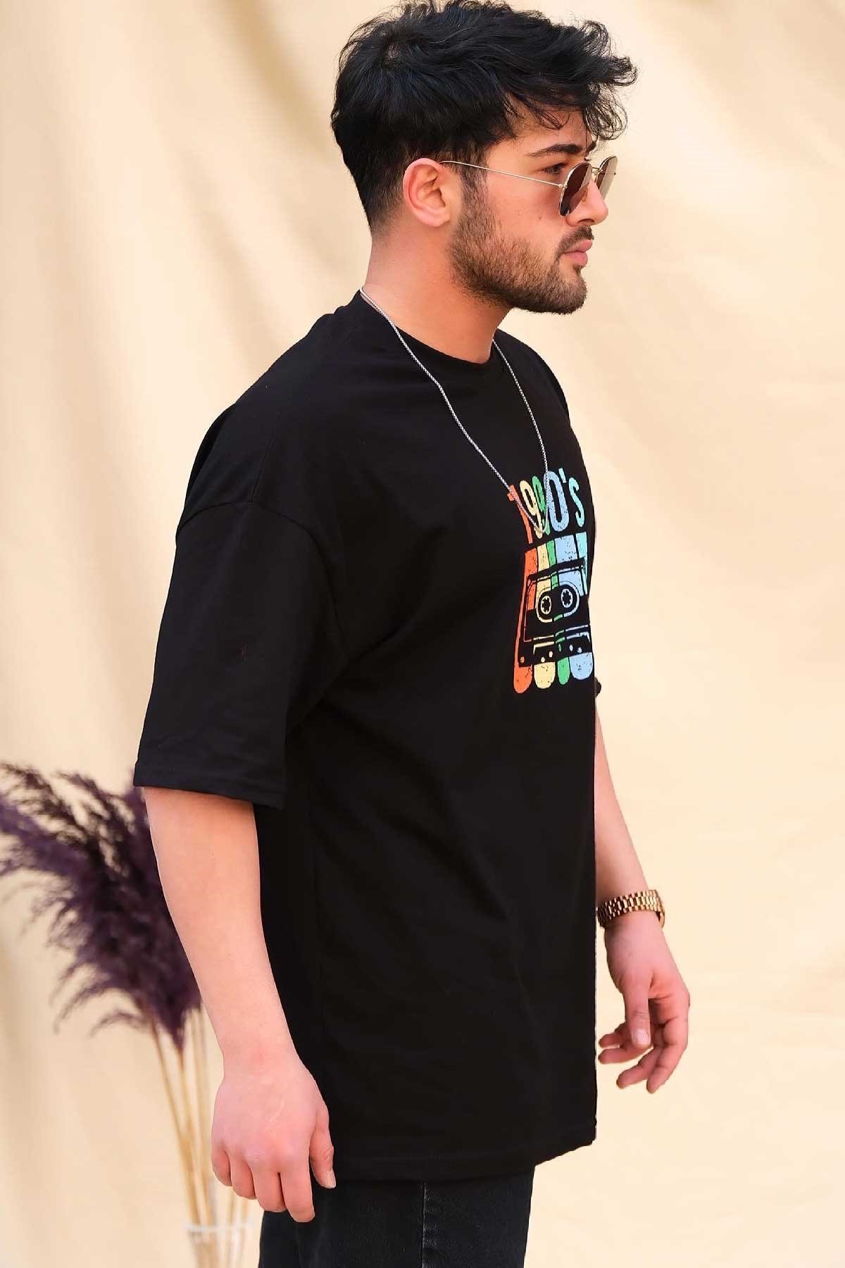 Oversize T-Shirt Siyah 1990's
