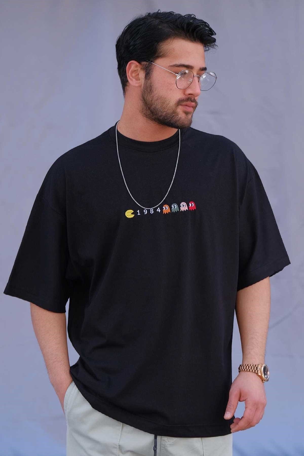 Oversize T-Shirt Siyah Pac-Man