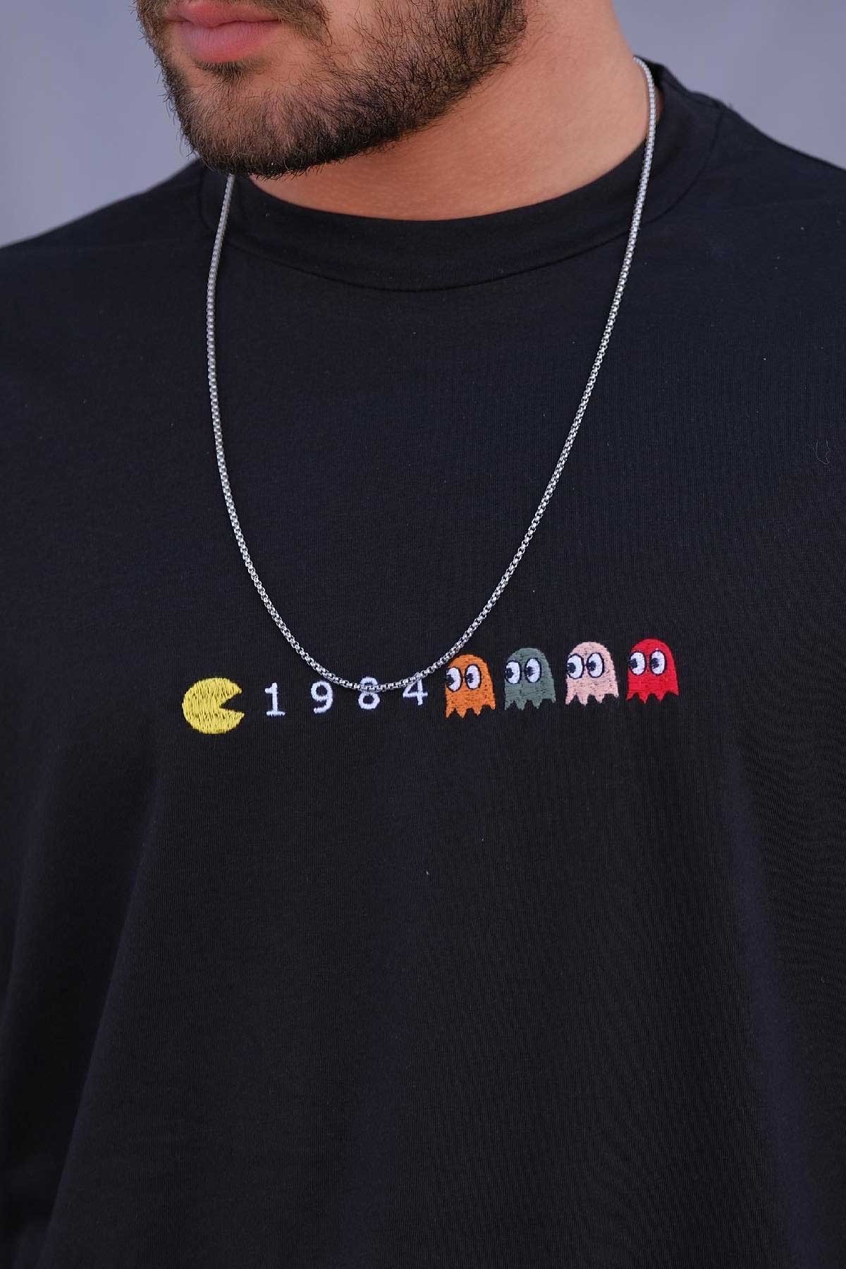 Oversize T-Shirt Siyah Pac-Man