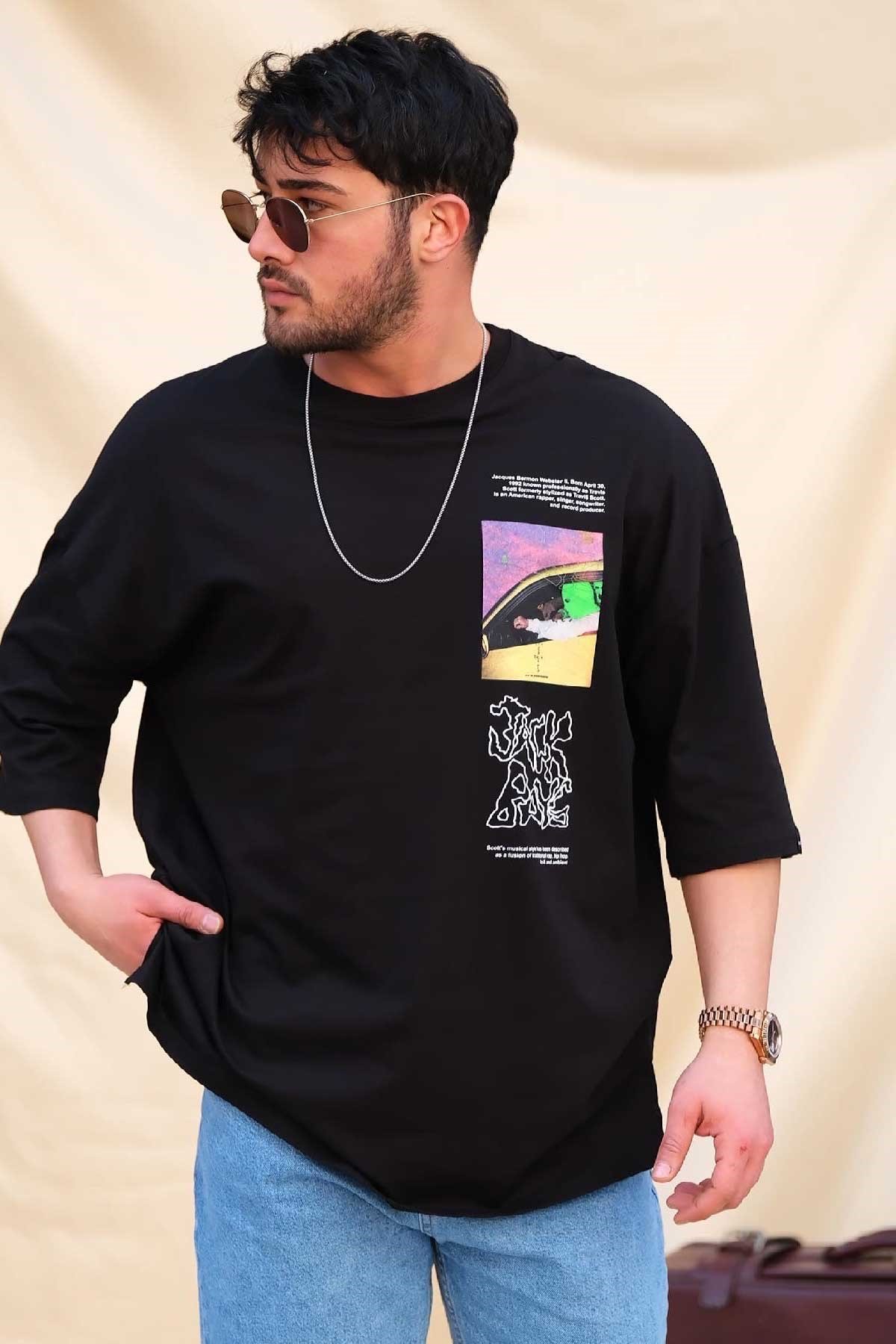 Oversize T-shirt Siyah Travis Scott