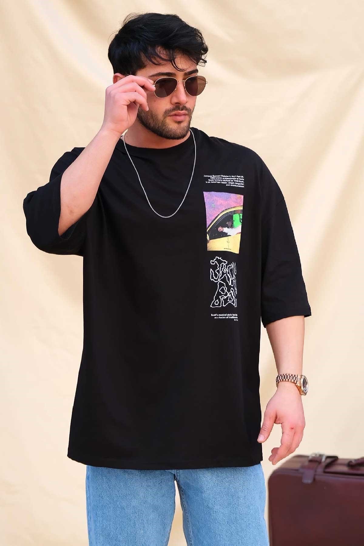 Oversize T-shirt Siyah Travis Scott