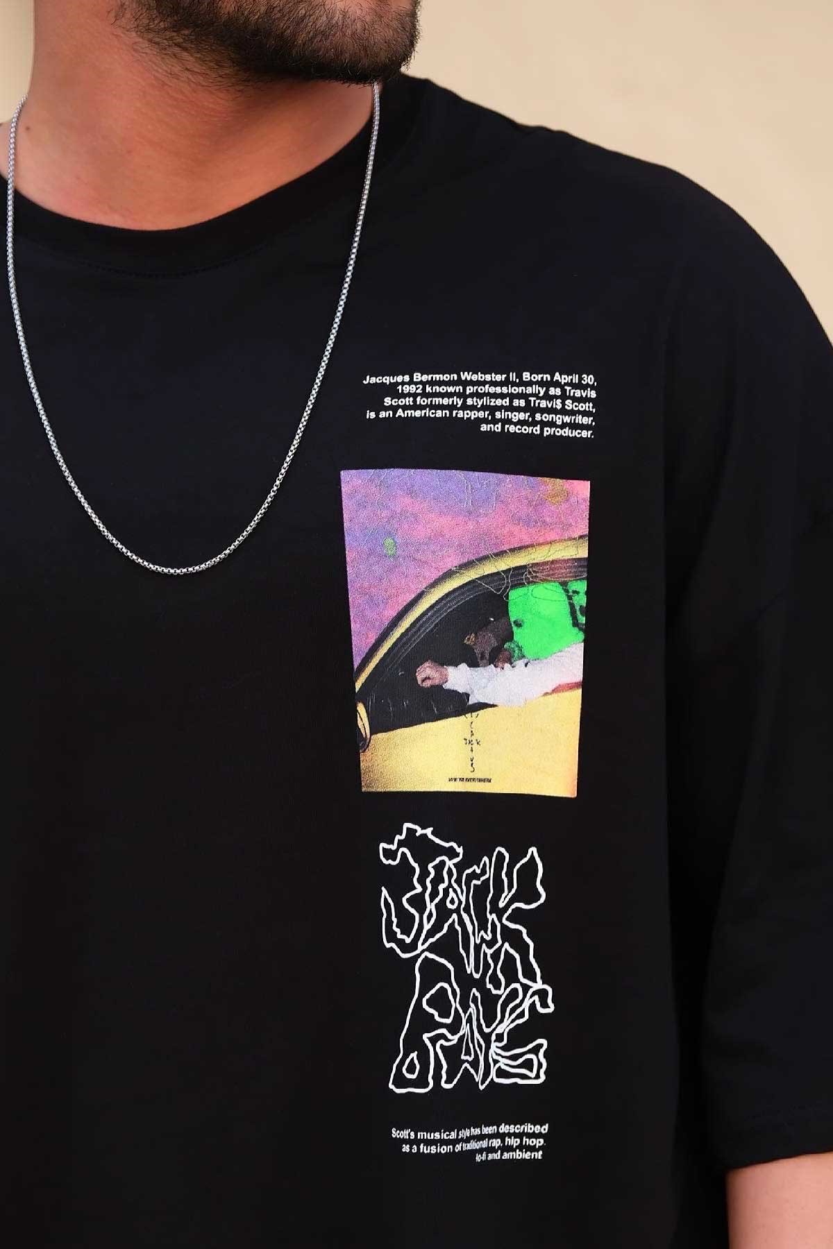 Oversize T-shirt Siyah Travis Scott