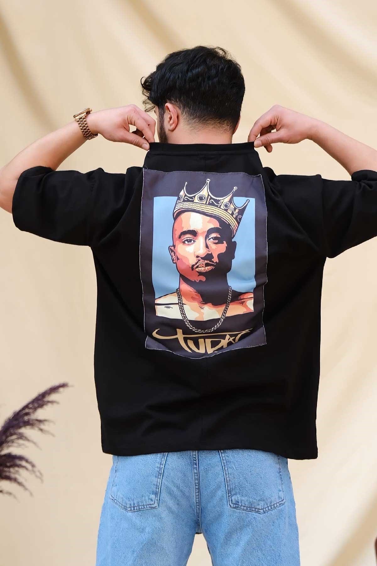 Oversize T-Shirt Siyah Tupac