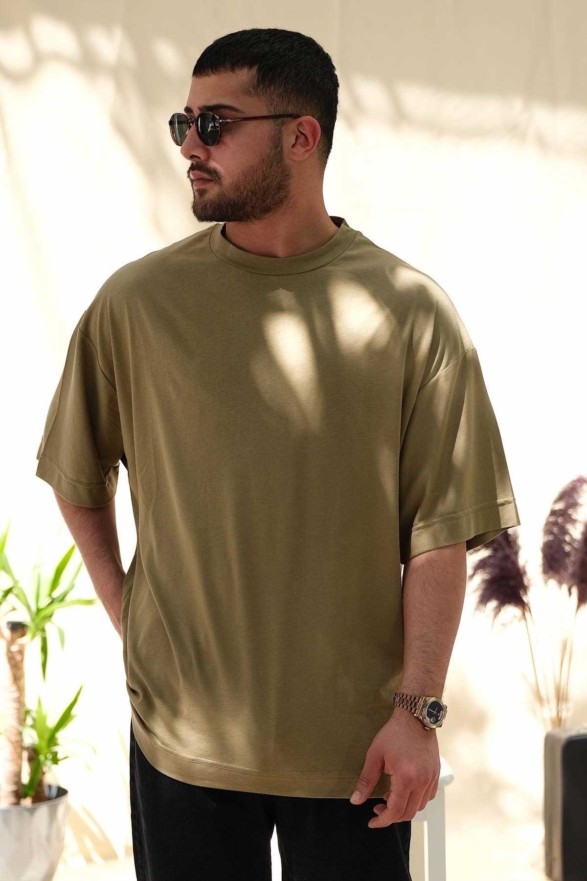 Oversize Yeşil Basic T-Shirt