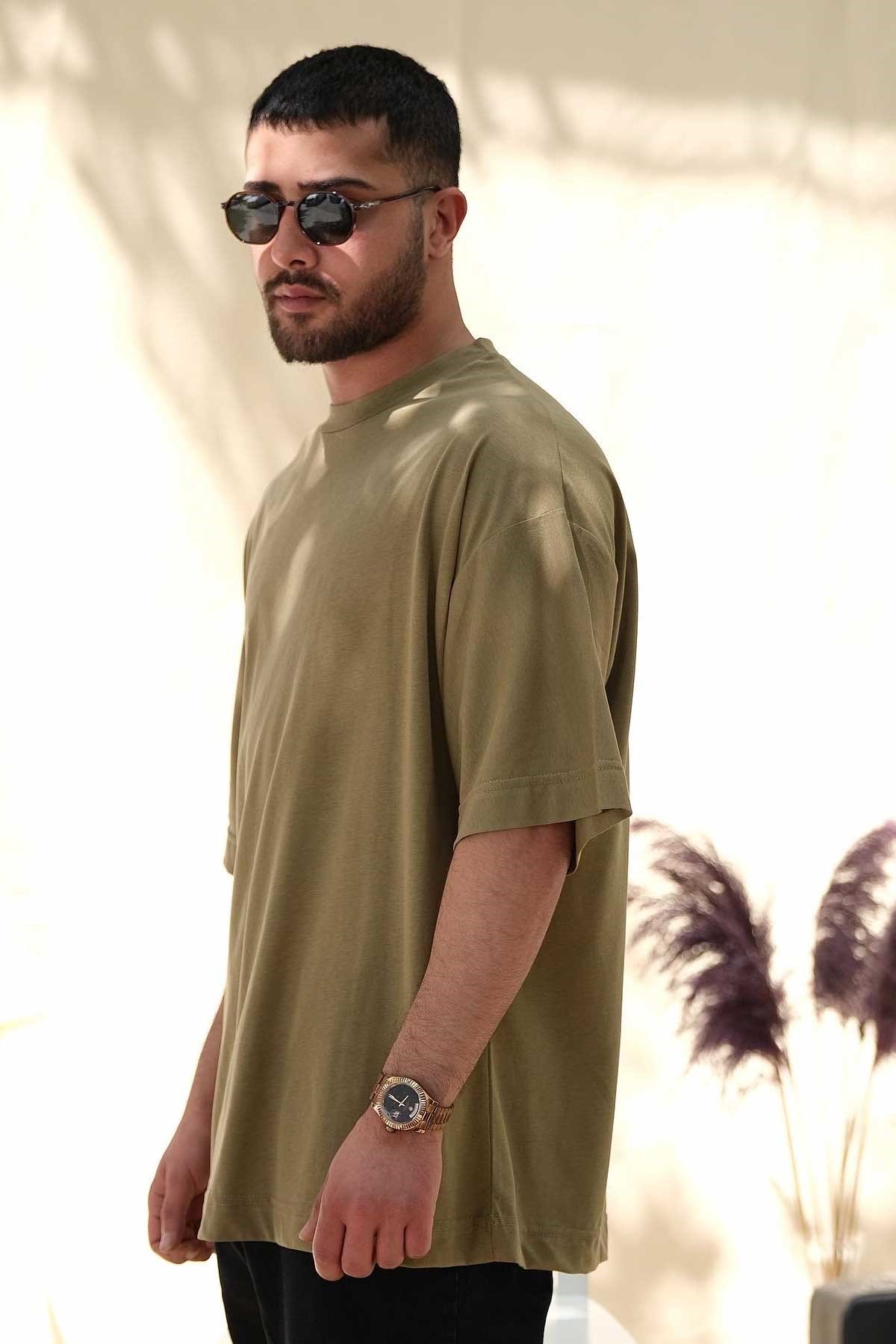 Oversize Yeşil Basic T-Shirt