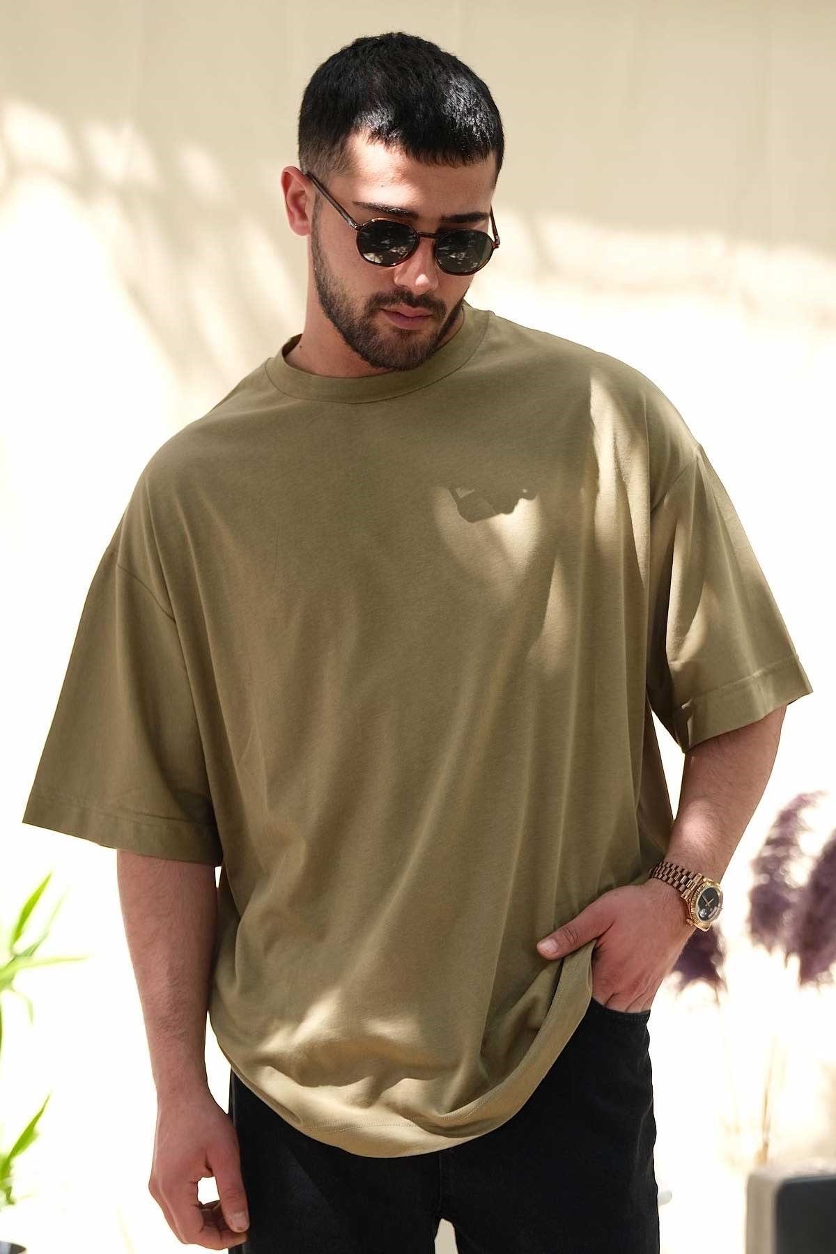Oversize Yeşil Basic T-Shirt