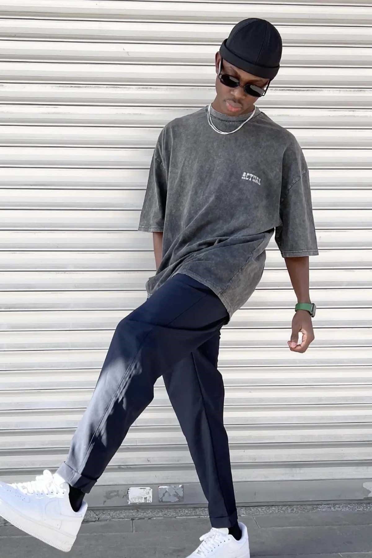 Oversize Yıkamalı Actual T-Shirt