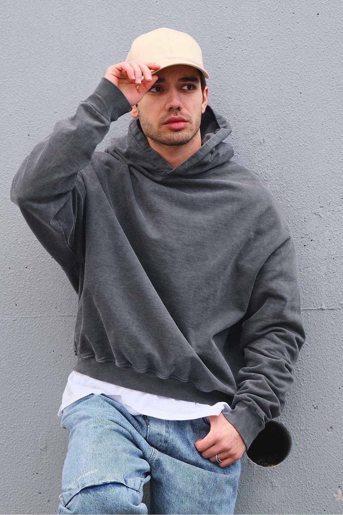 Oversize Yıkamalı Sweatshirt