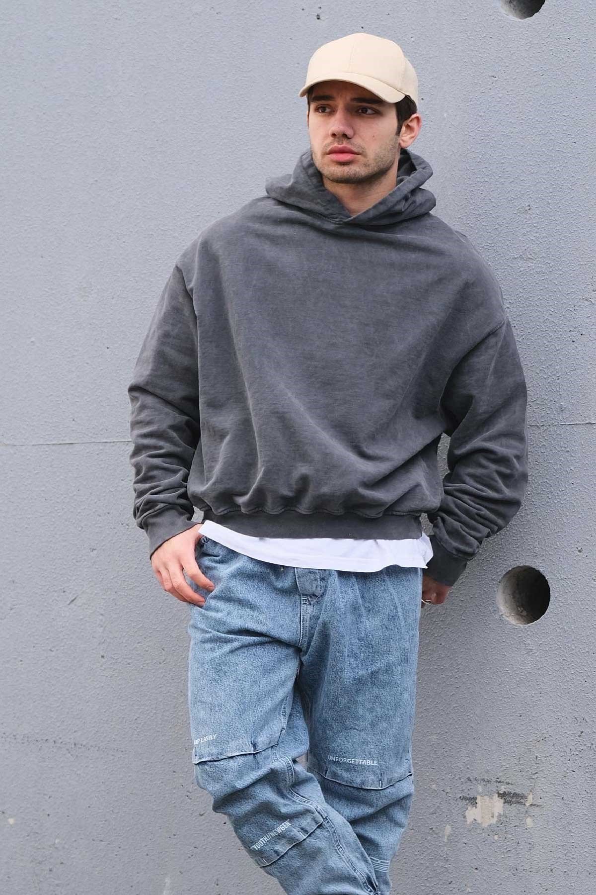 Oversize Yıkamalı Sweatshirt