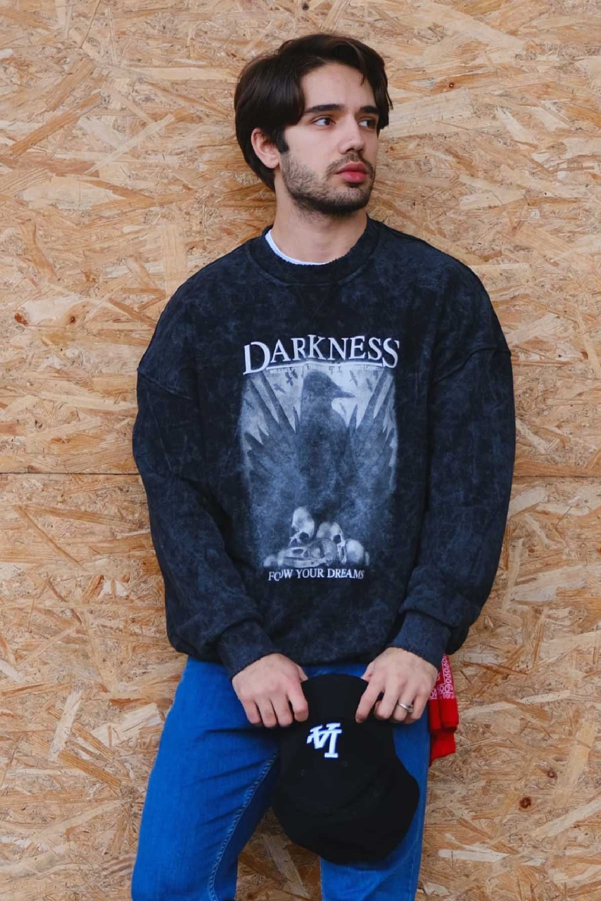 Oversize Yıkamalı Sweatshirt