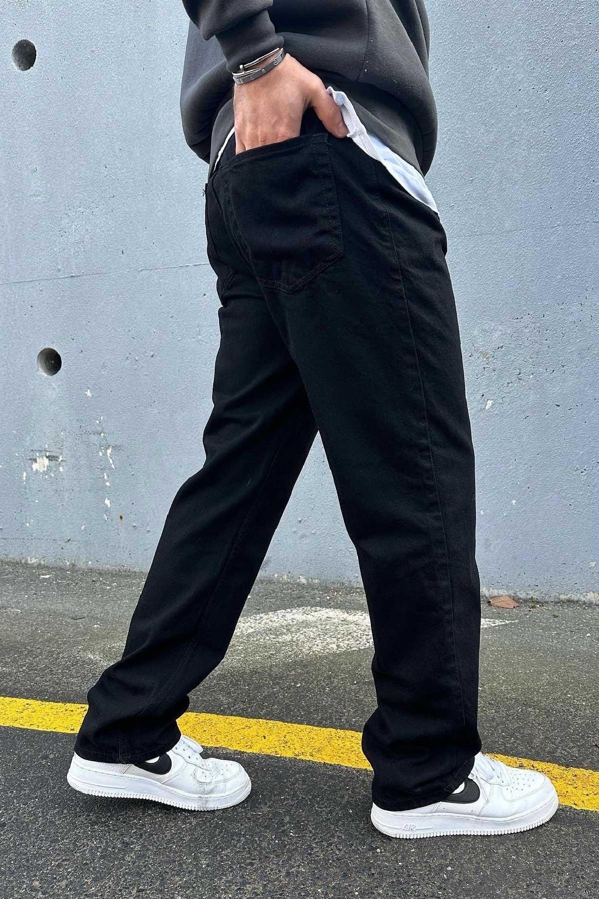 Siyah Basic Baggy Jean