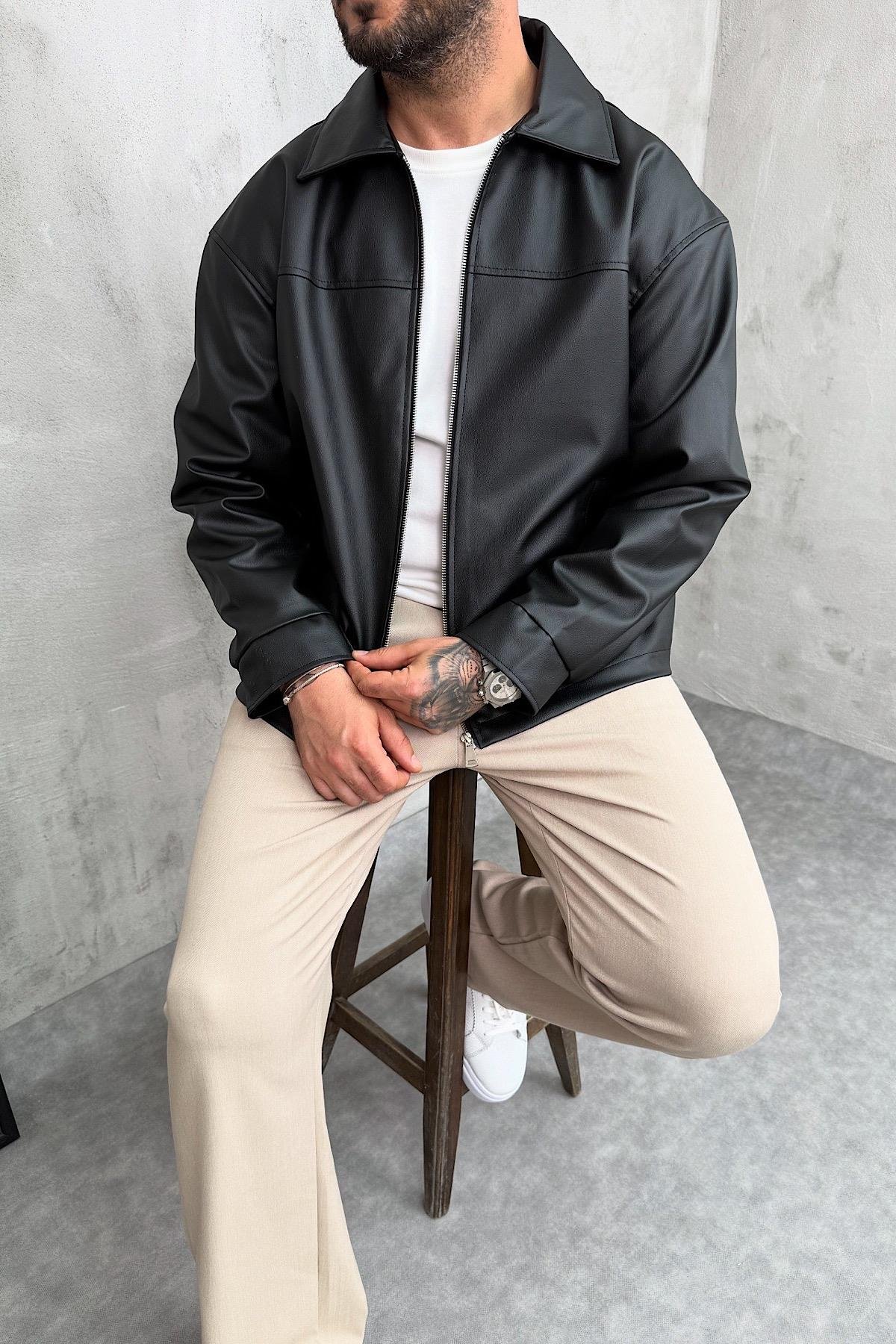 Siyah Basic Deri Ceket