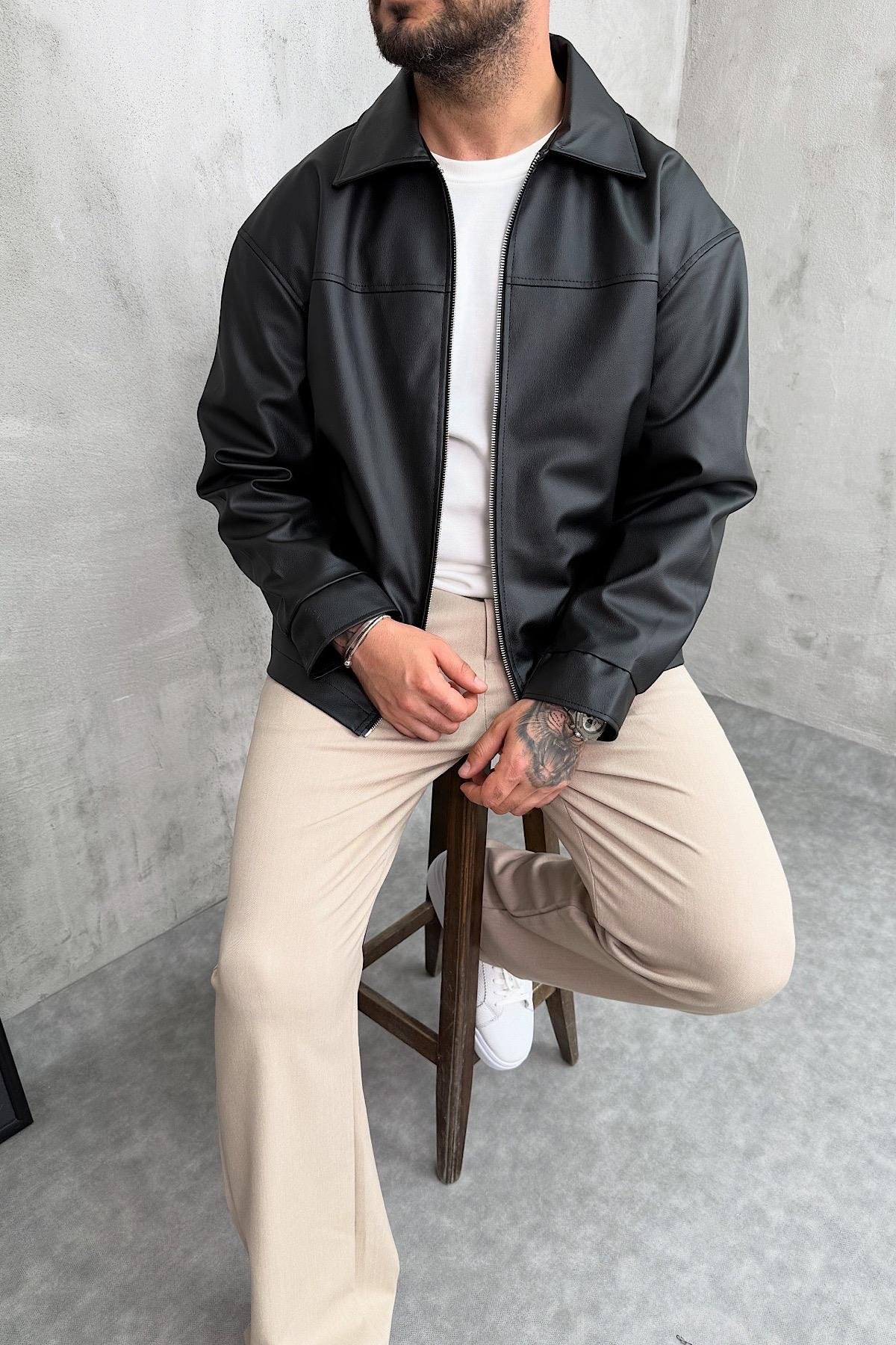 Siyah Basic Deri Ceket