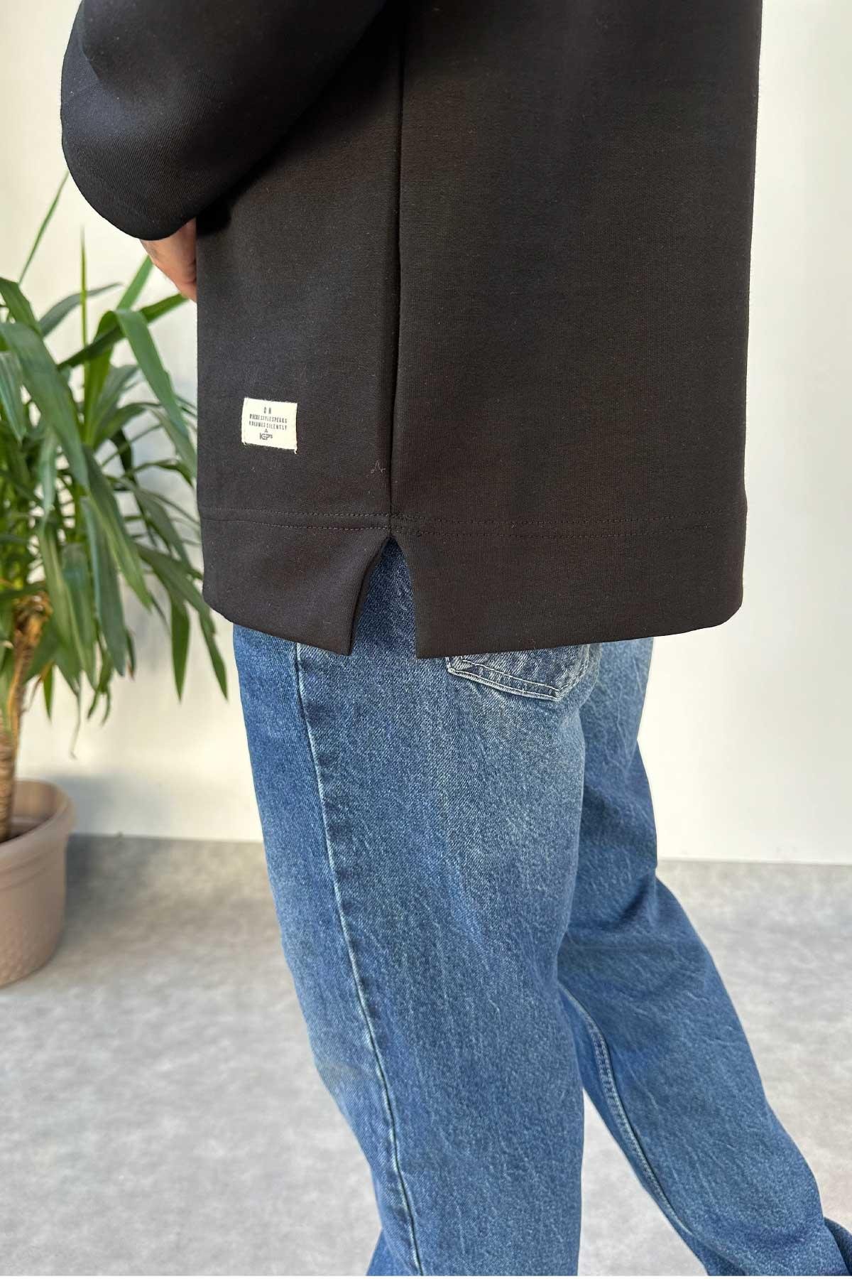 Siyah Basic İnce Sweat