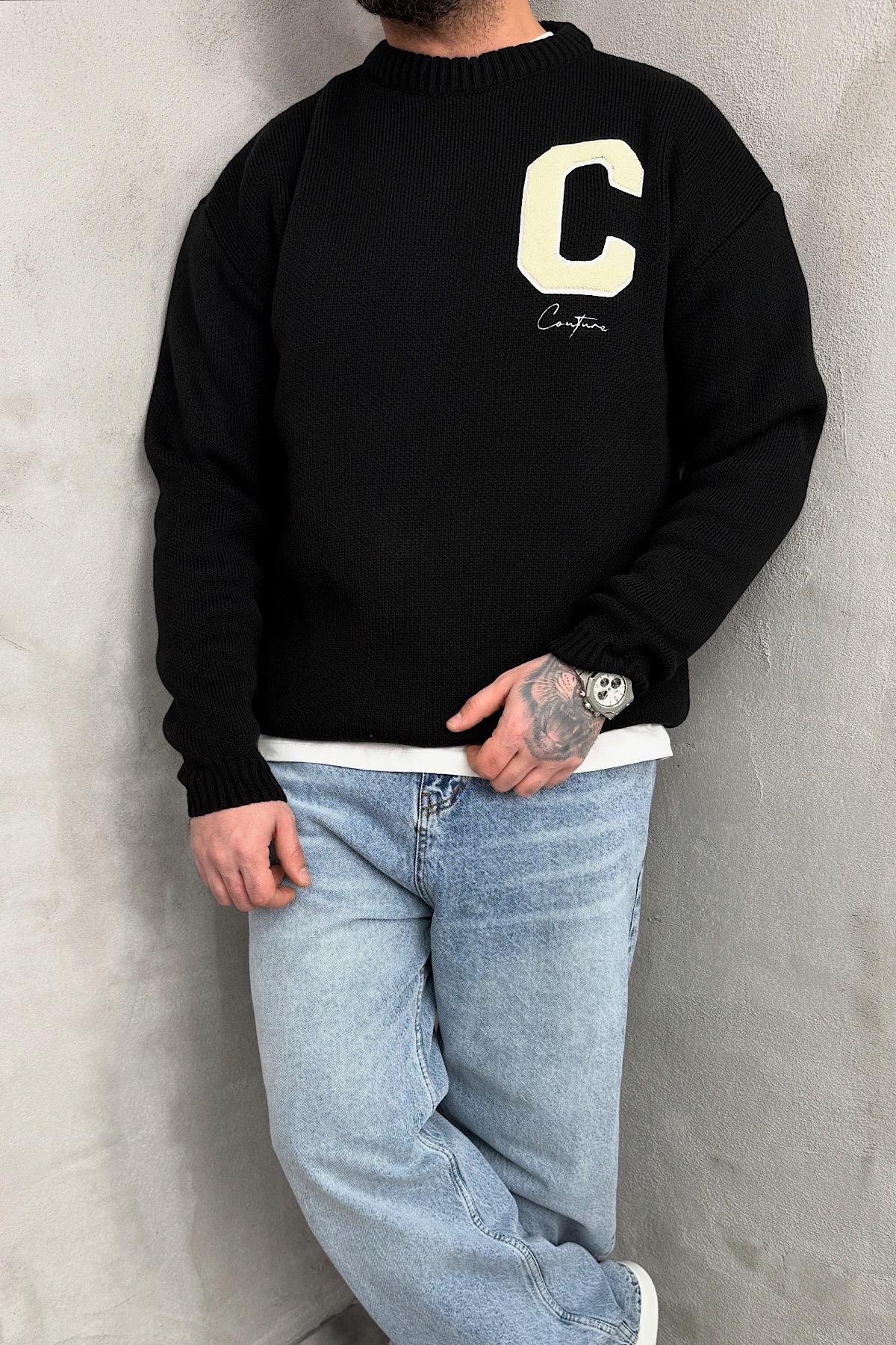 Siyah Baskılı Kazak