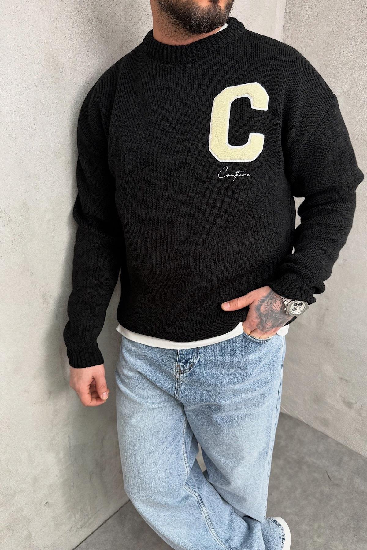 Siyah Baskılı Kazak