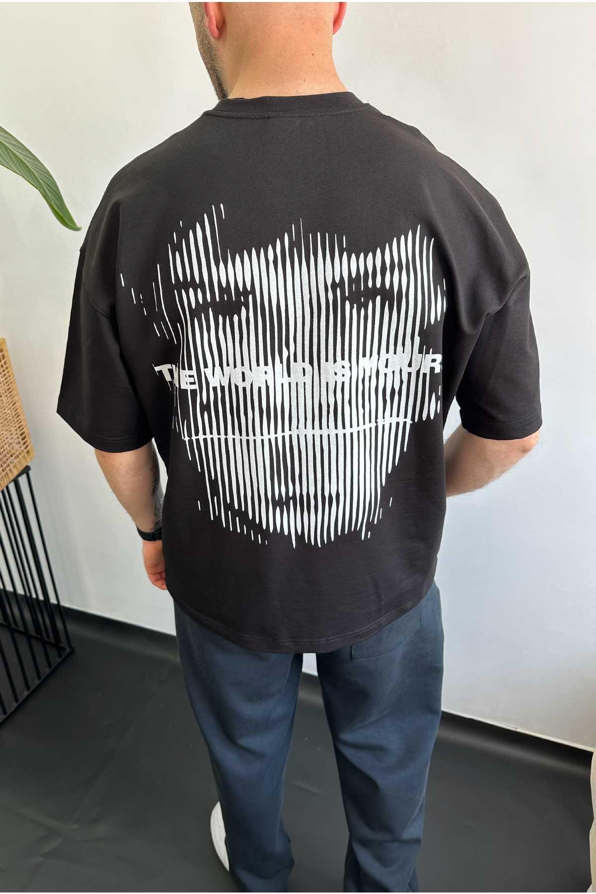 Siyah Baskılı Oversize T-Shirt