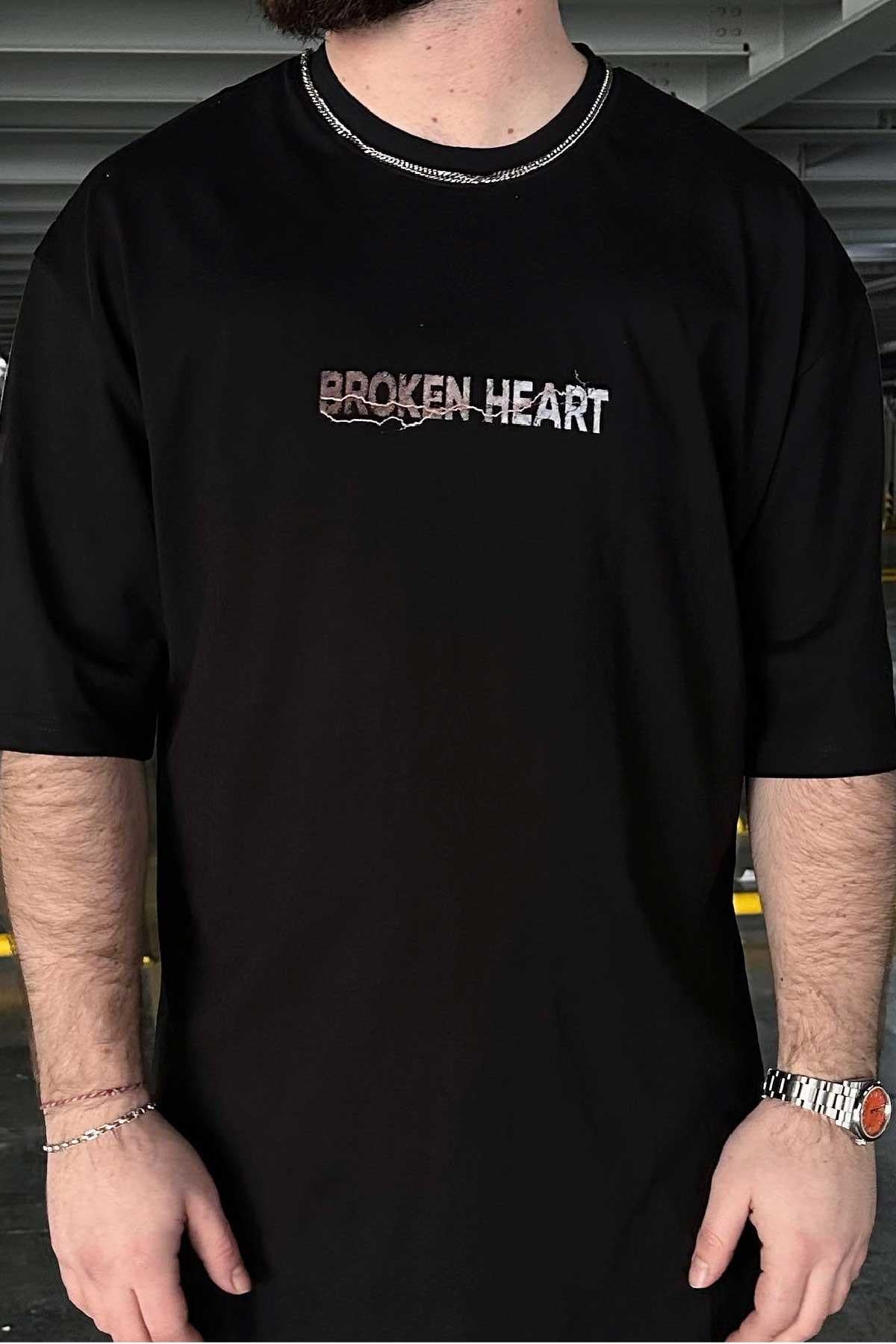 Siyah Baskılı Oversize T-Shirt