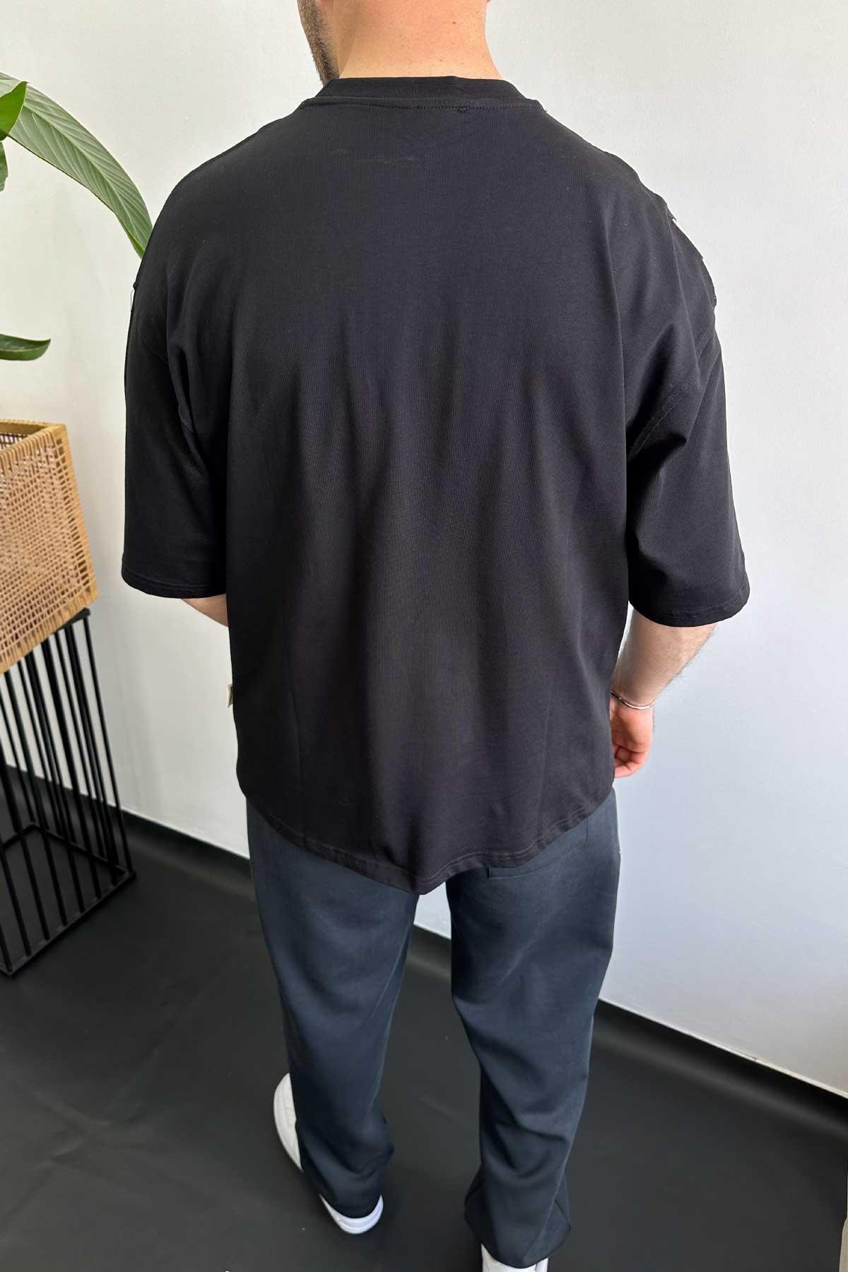 Siyah Baskılı Oversize T-Shirt