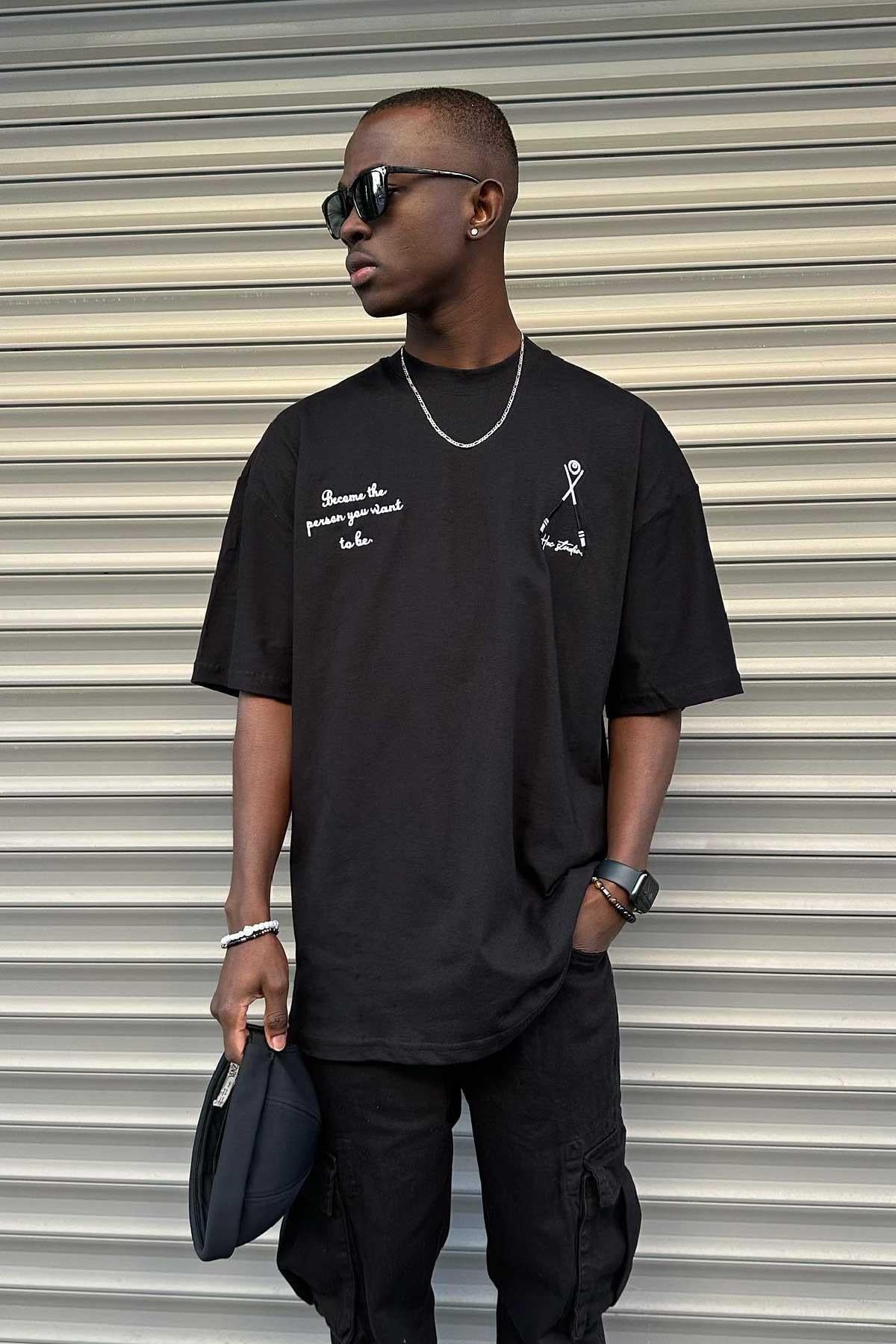 Siyah Baskılı T-Shirt
