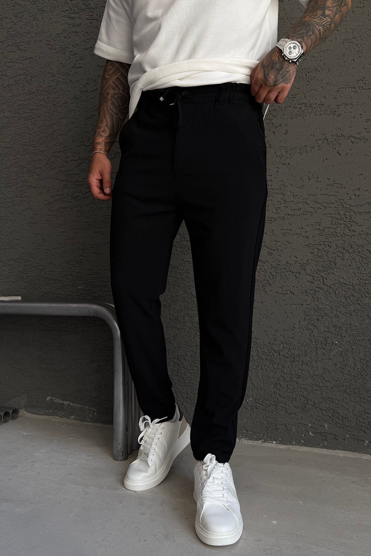 Siyah Boyfriend Kumaş Pantolon