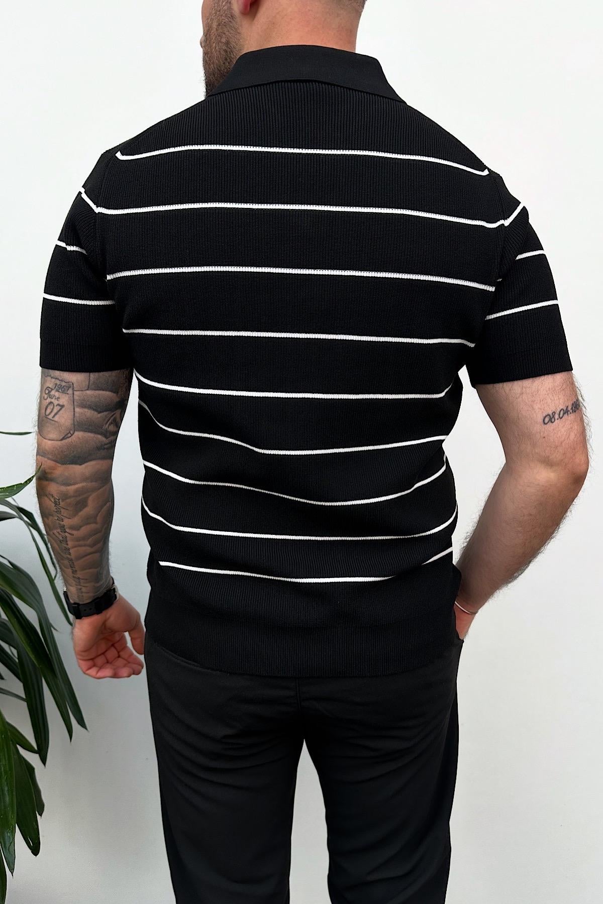 Siyah Çizgili Polo Yaka TShirt