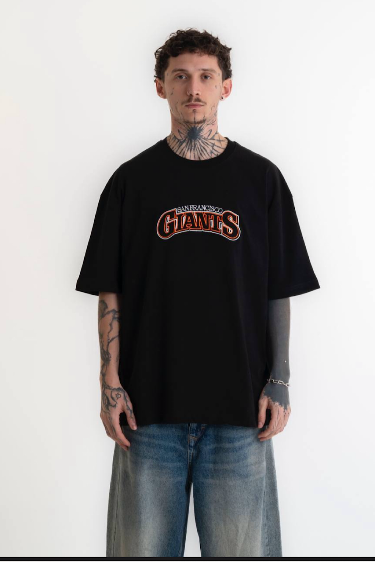 Siyah Giants Baskılı T-Shirt