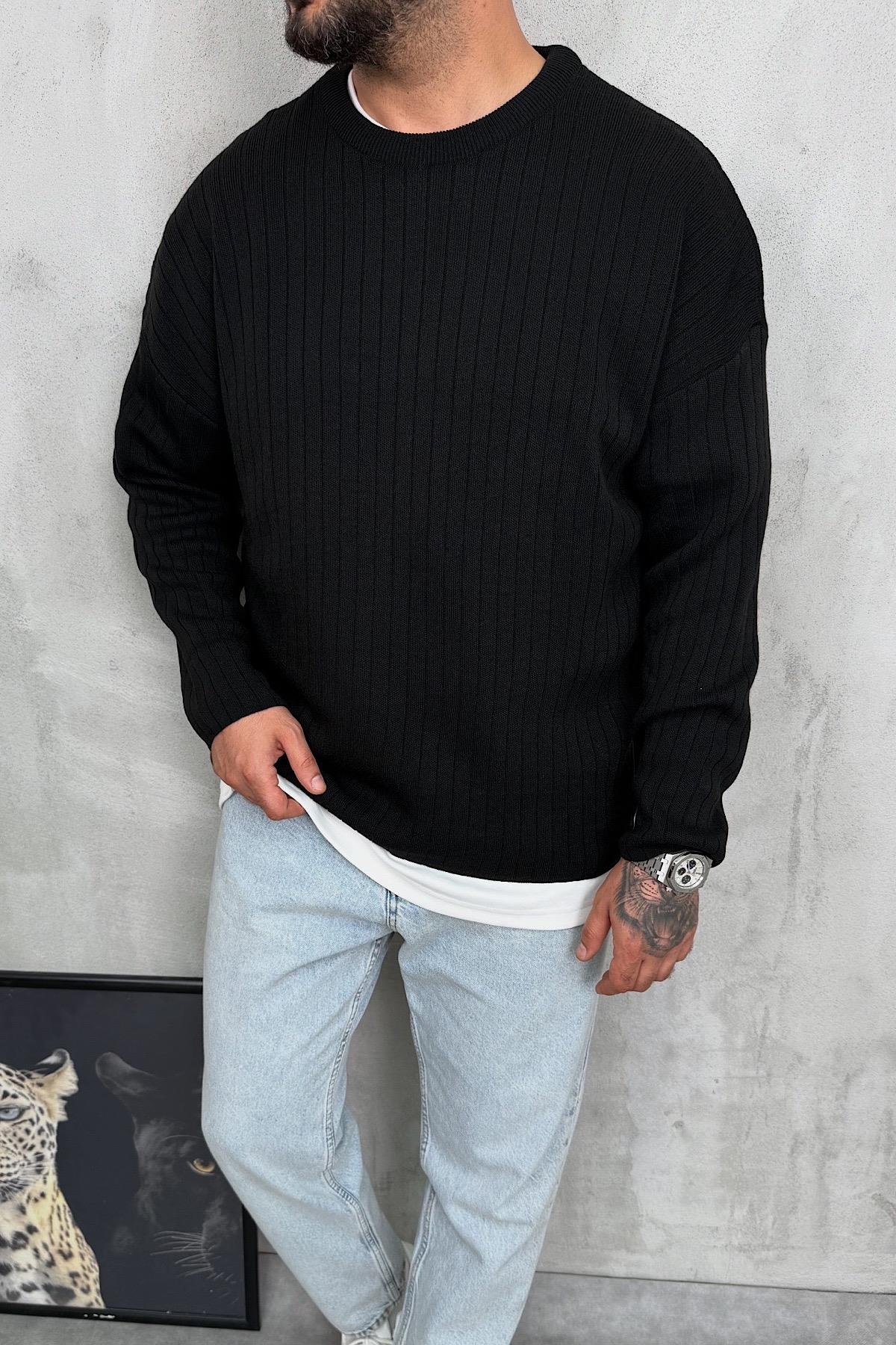 Siyah Örme Triko Kazak