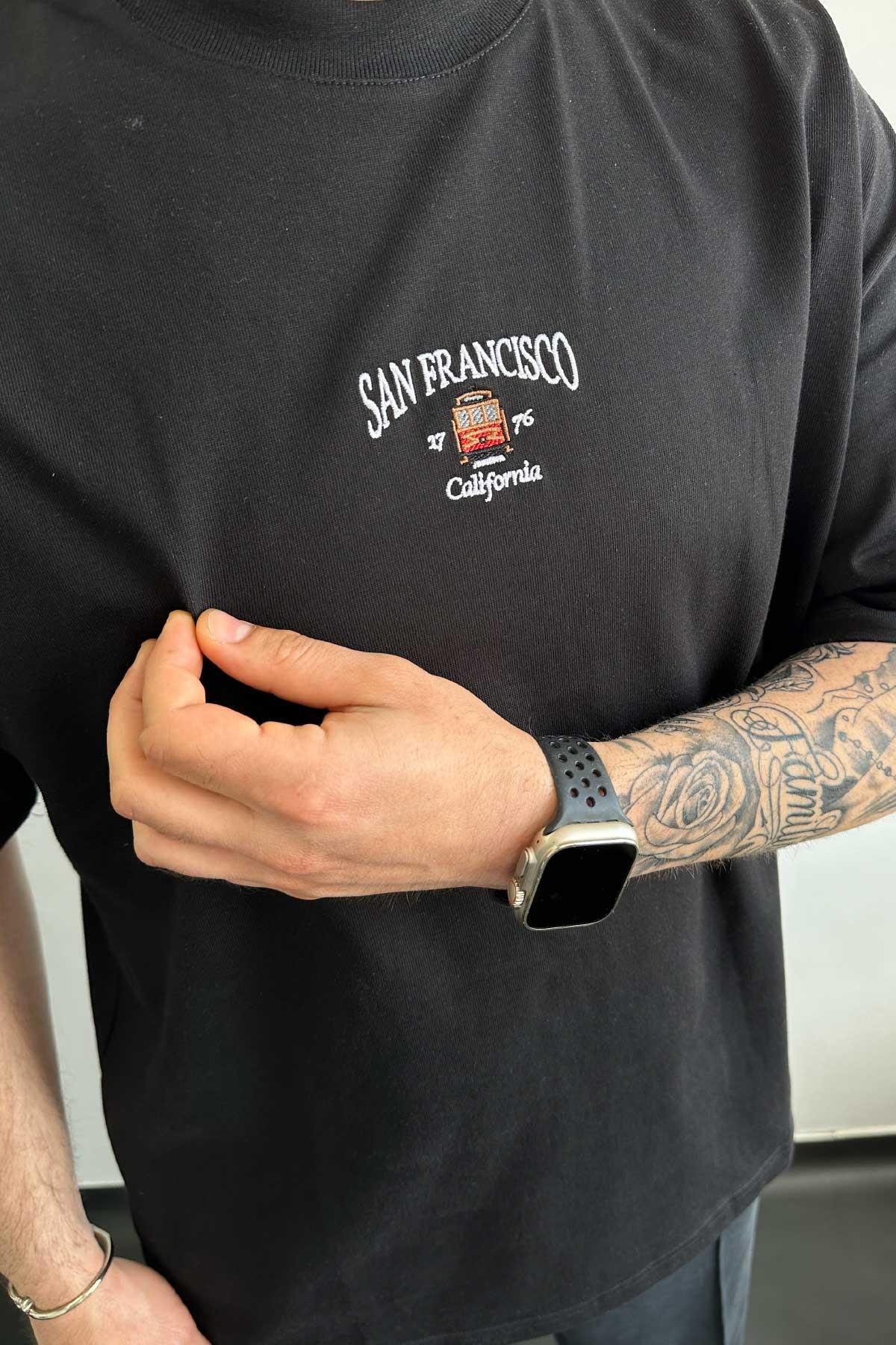 Siyah San Francisco Oversize T-Shirt
