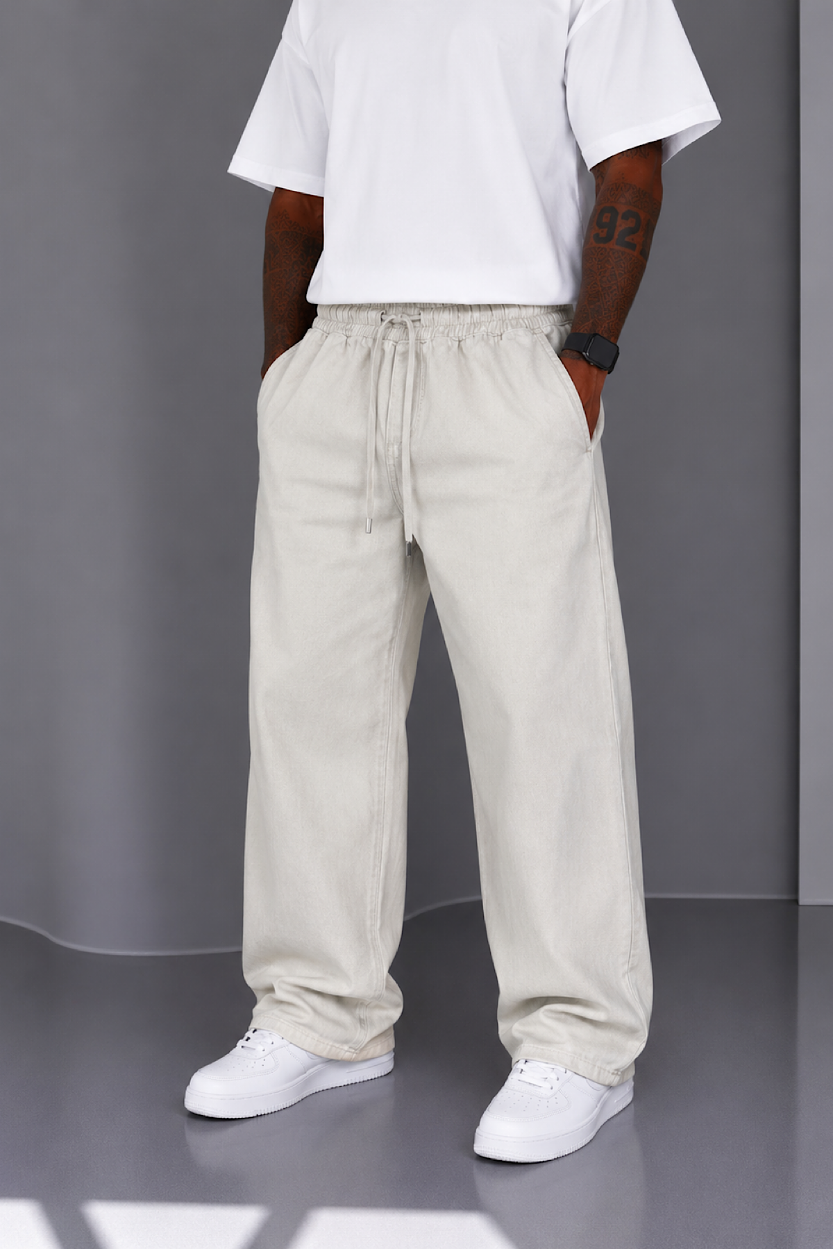 Taş Rengi Yazlık Gabardin  Baggy Pantolon 