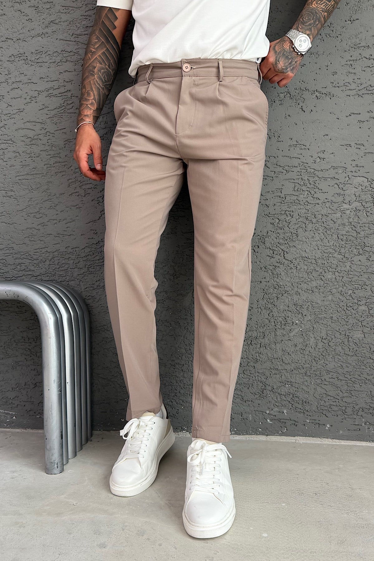 Taş Renk Regular Kumaş Pantolon