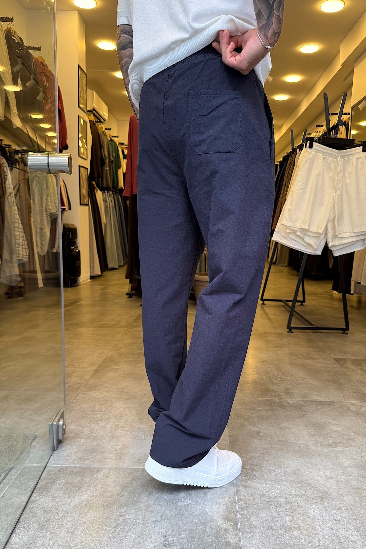 Yazlık İnce Lacivert Gabardin Pantolon