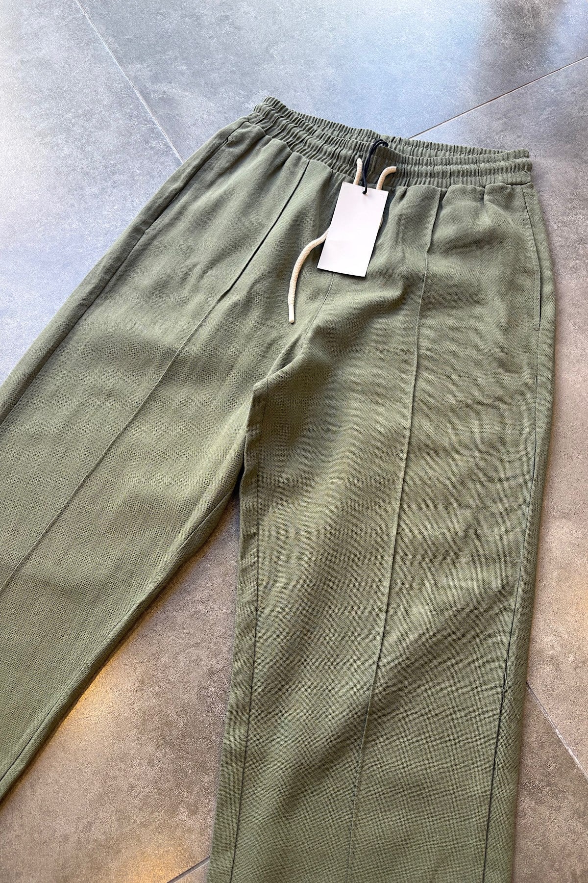 Yeşil Baggy Keten Pantolon 