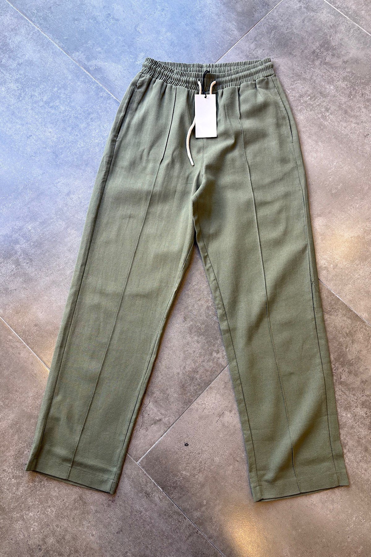 Yeşil Baggy Keten Pantolon 