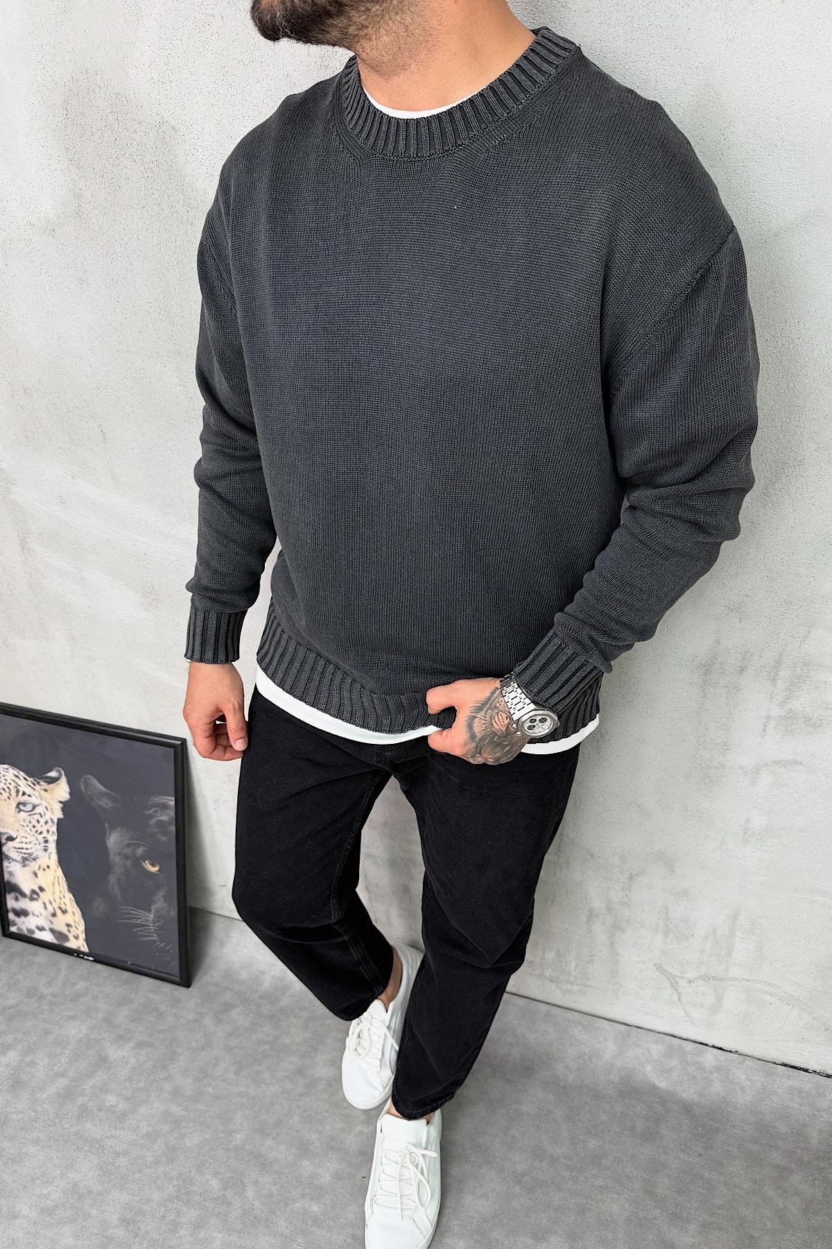 Yıkamalı Antrasit Basic Triko