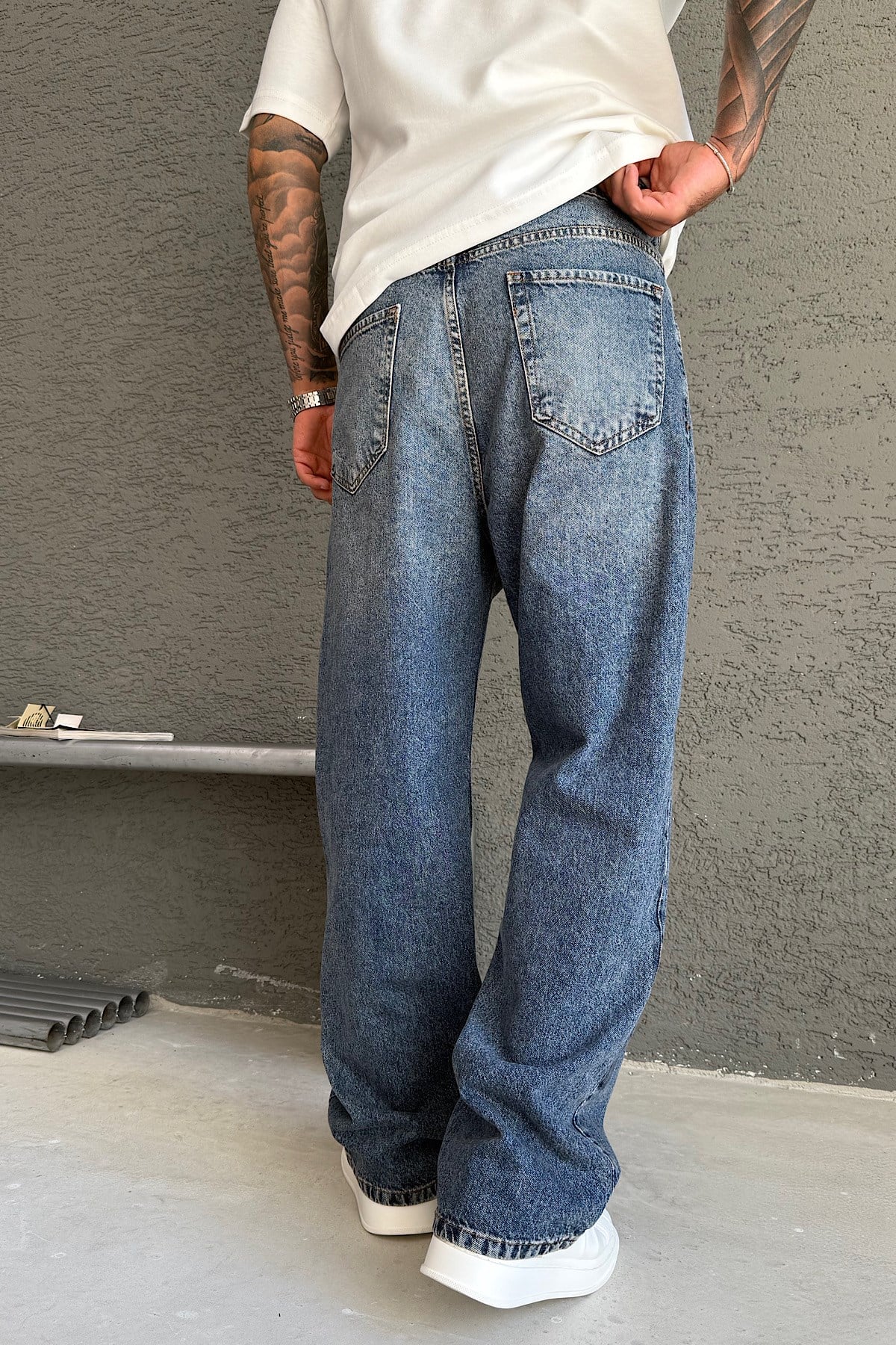 Yıkamalı Baggy Kalıp Pantolon 