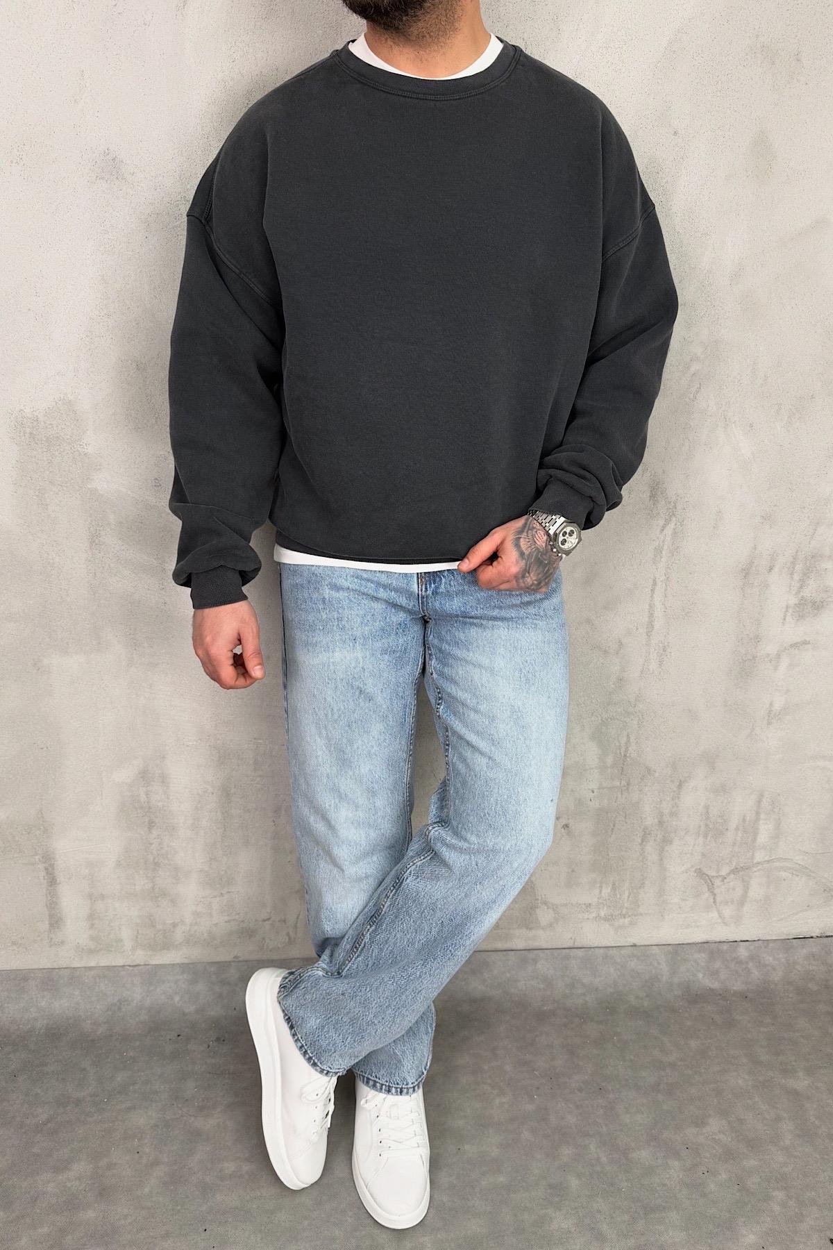 Yıkamalı Basic Sweatshirt