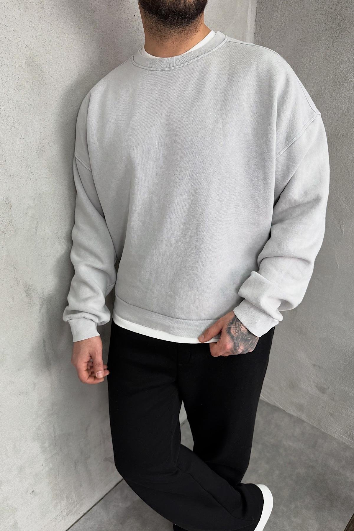 Yıkamalı Basic Sweatshirt