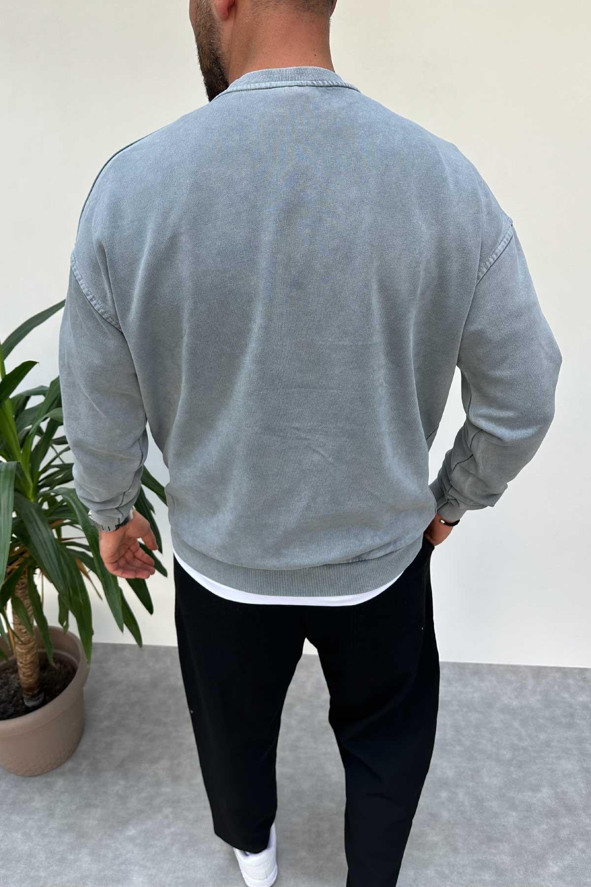 Yıkamalı Baskılı Sweat