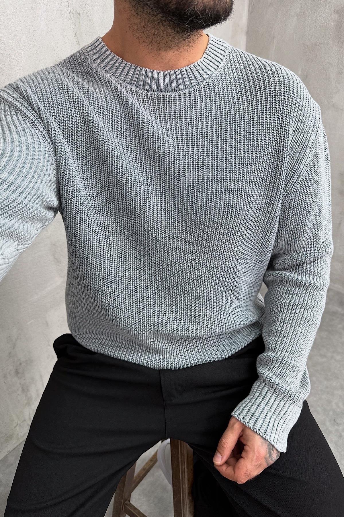 Yıkamalı Gri Örme Triko