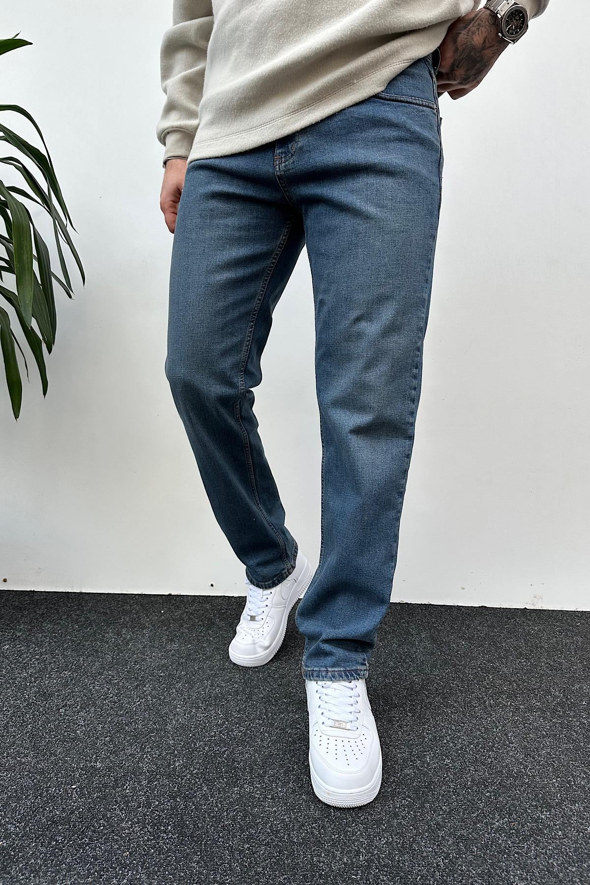 Yıkamalı Mavi Regular Fit Jean