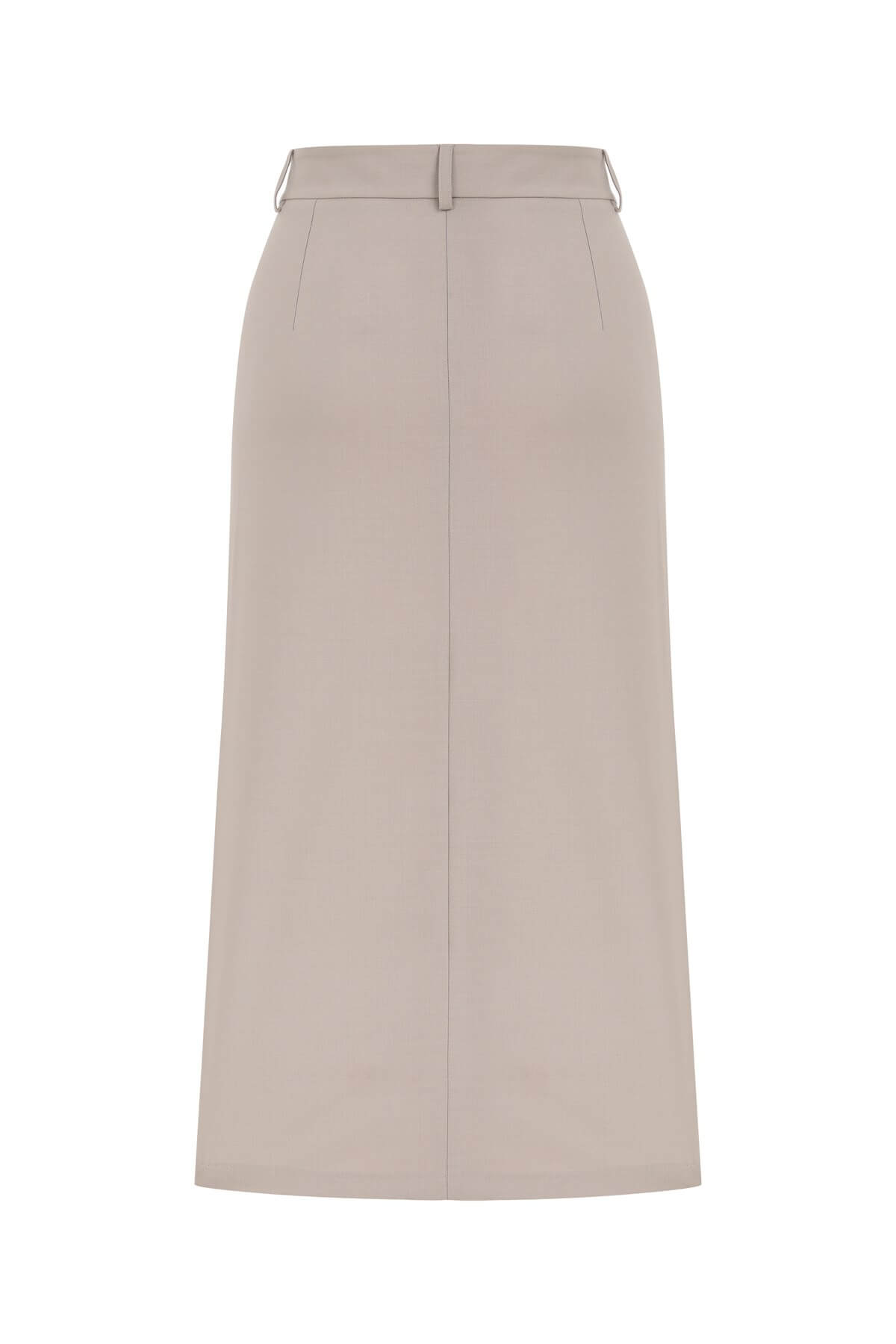 Asimetrik Kesim Yüksek Bel Taş Rengi Etek